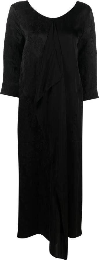 Uma Wang Midi-jurk verfraaid met bloemen Zwart