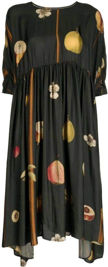 Uma Wang Maxi-jurk met fruitprint Groen