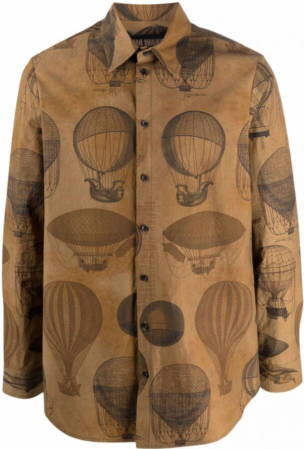 Uma Wang Overhemd met ballonprint Bruin