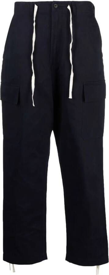 Universal Works Broek met trekkoord Blauw