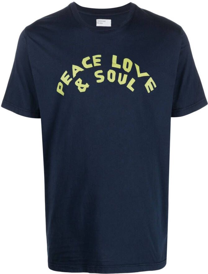 Universal Works T-shirt met logoprint Blauw