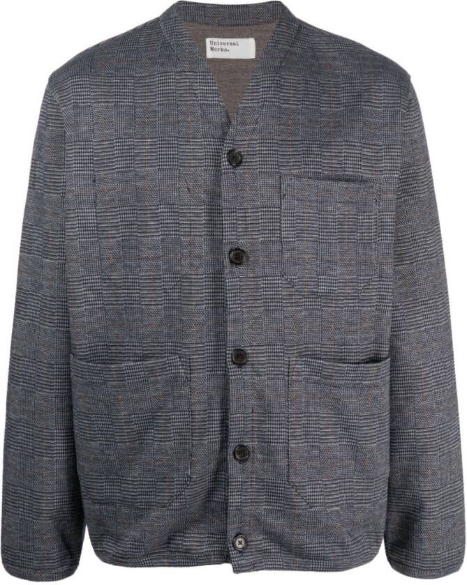 Universal Works Geruite blazer Blauw