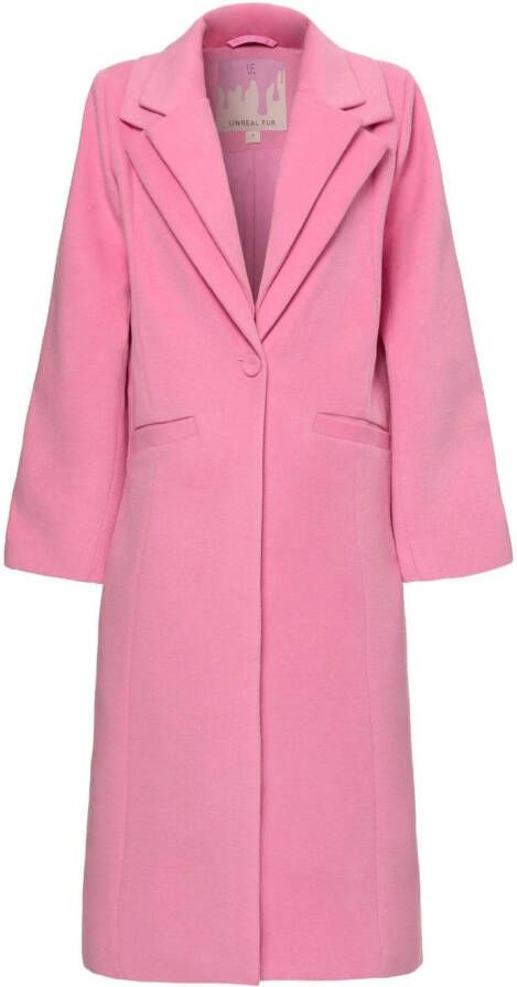 Unreal Fur Jas met enkele rij knopen Roze