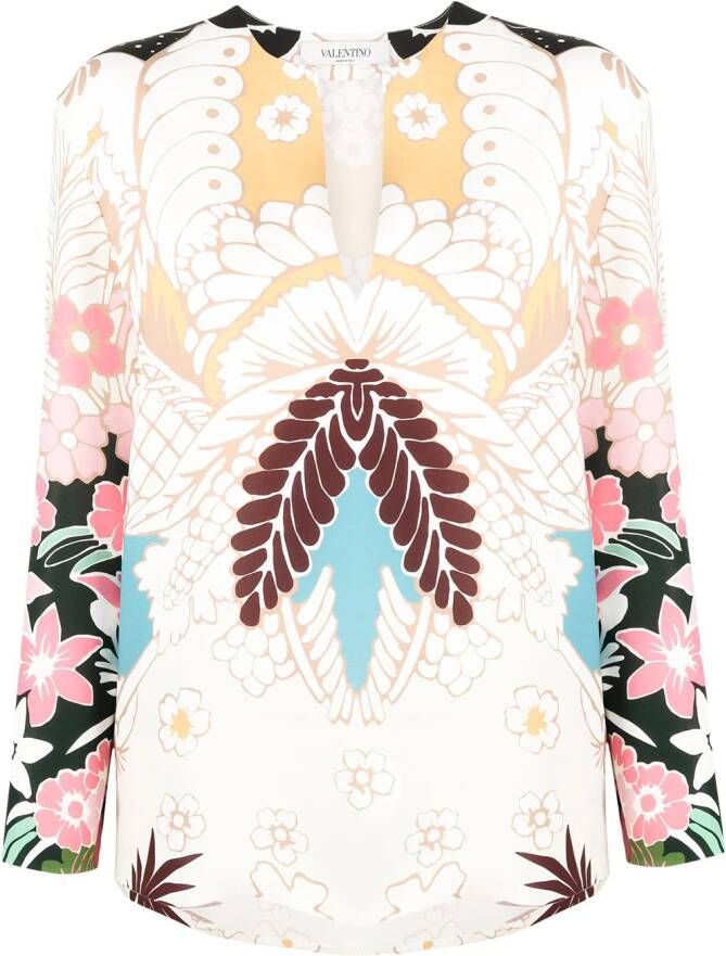 Valentino Garavani Blouse met abstracte print Beige