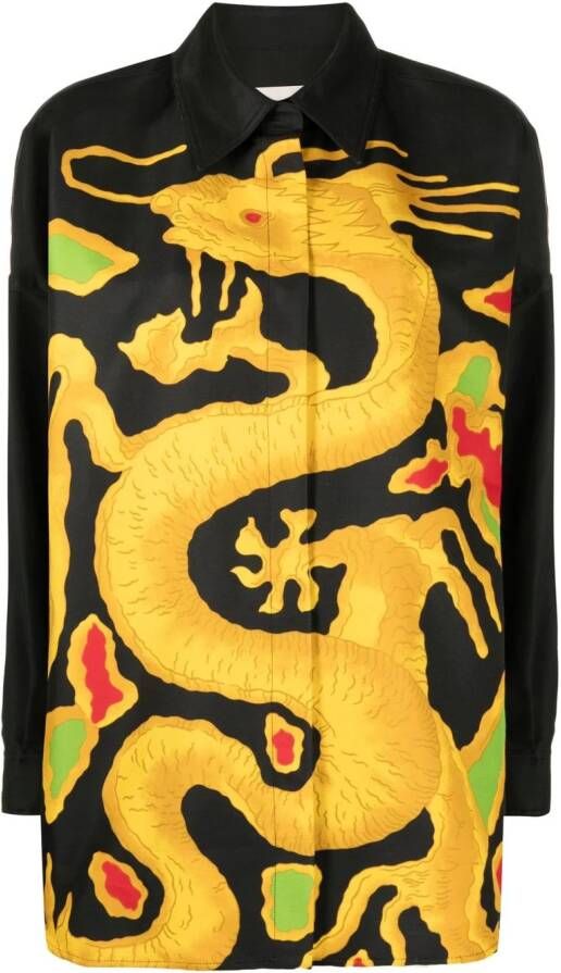 Valentino Blouse met draakprint Zwart