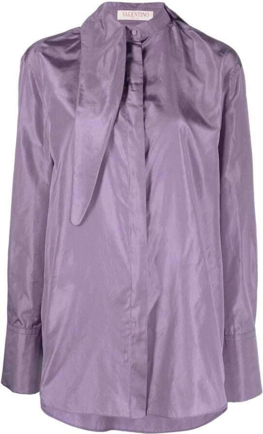 Valentino Garavani Blouse met geknoopte hals Paars