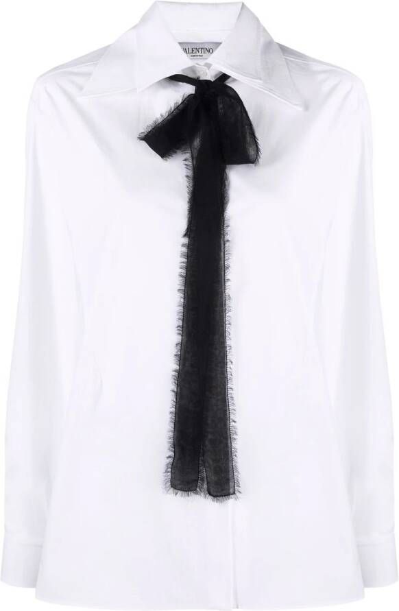 Valentino Blouse met strik dames katoen zijde 44 Wit