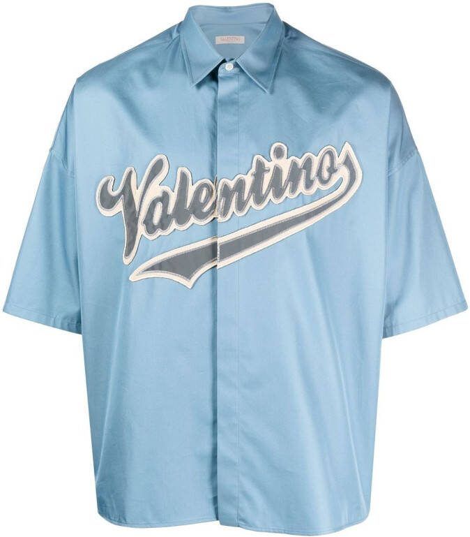 Valentino Garavani Bowlingshirt met logopatch Blauw