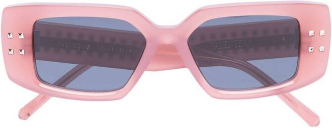 Valentino Eyewear Zonnebril met rechthoekig montuur Roze