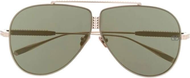 Valentino Eyewear Rockstud zonnebril met piloten montuur Goud