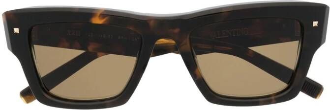 Valentino Eyewear Rockstud zonnebril met vierkant montuur Bruin