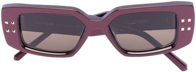 Valentino Eyewear Rockstud zonnebril met vierkant montuur Rood
