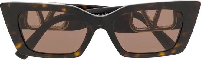 Valentino Eyewear VLOGO zonnebril met rechthoekig montuur Bruin