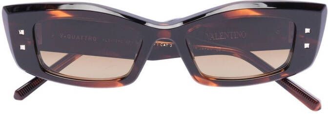 Valentino Eyewear Zonnebril met rechthoekig montuur Bruin