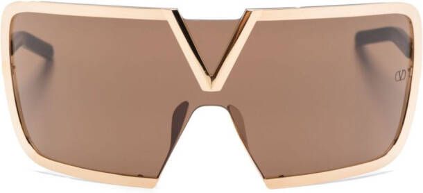Valentino Eyewear Zonnebril met shield montuur Bruin