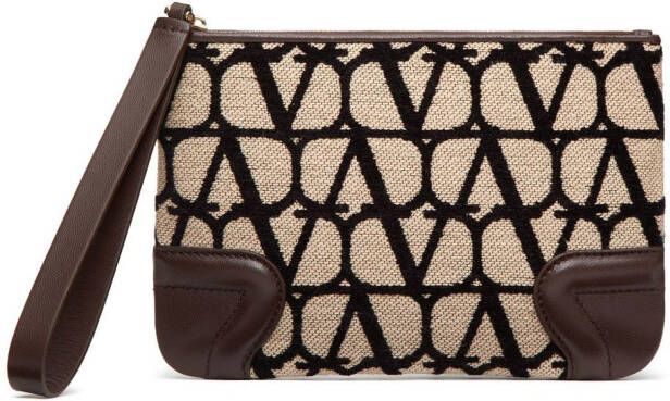 Valentino Garavani Clutch met monogram patroon Bruin