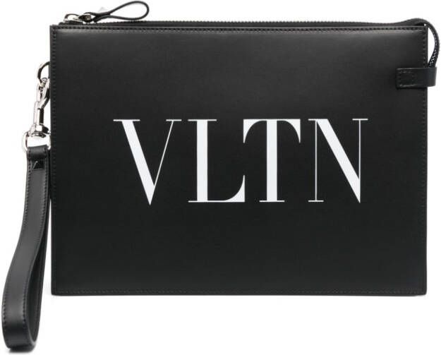 Valentino Garavani Clutch met VLTN logoprint Zwart