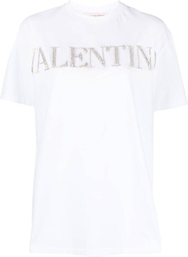 Valentino Garavani T-shirt met kristallen logo Wit