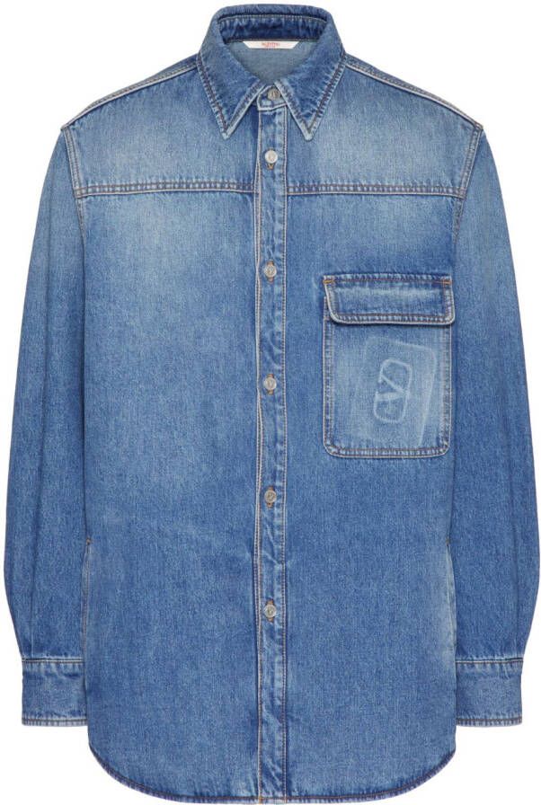 Valentino Garavani VLogo Signature denim overhemd Blauw