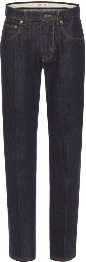 Valentino Garavani Jeans met logopatch en toelopende pijpen Blauw