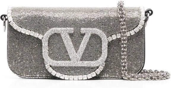 Valentino Garavani Locò kleine schoudertas met borduurwerk Zilver