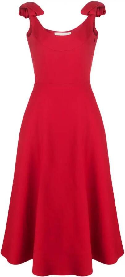 Valentino Garavani Midi-jurk met gestrikte schouders Rood