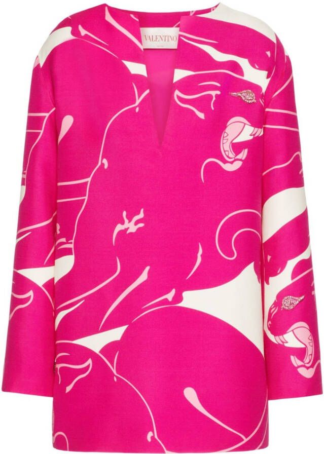 Valentino Garavani Crepe Couture Panther mini-jurk Roze