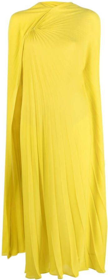 Valentino Garavani Geplooide jurk met cape Geel