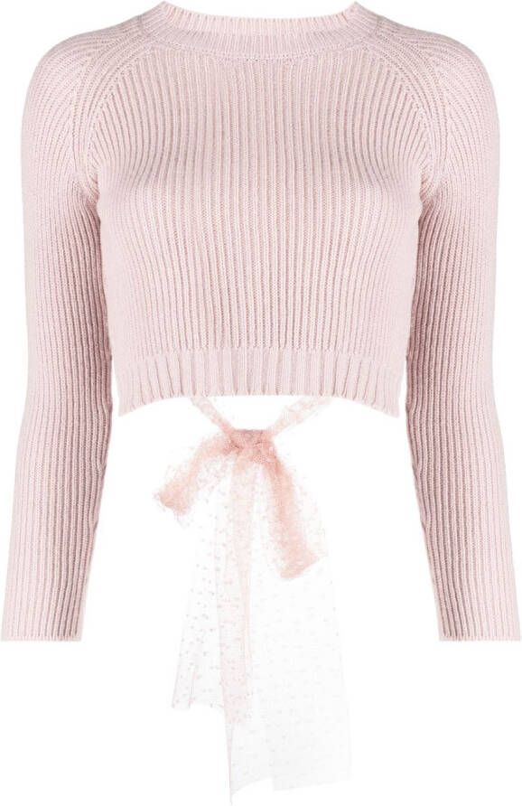 RED Valentino bow-embellished cropped jumper Roze