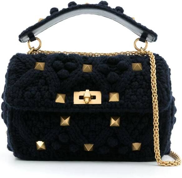 Valentino Garavani Rockstud gebreide shopper Blauw