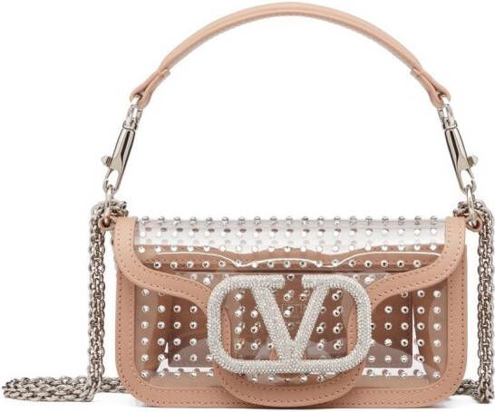 Valentino Garavani Schoudertas verfraaid met kristallen Beige