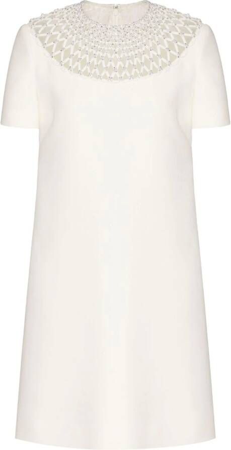 Valentino Garavani Crepe Couture mini-jurk met borduurwerk Wit