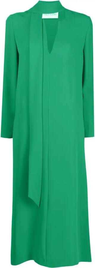 Valentino Garavani Midi-jurk met split in de hals Groen