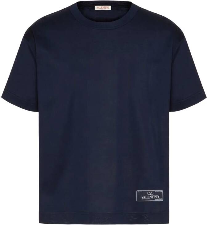 Valentino Garavani Katoenen T-shirt met logopatch Blauw