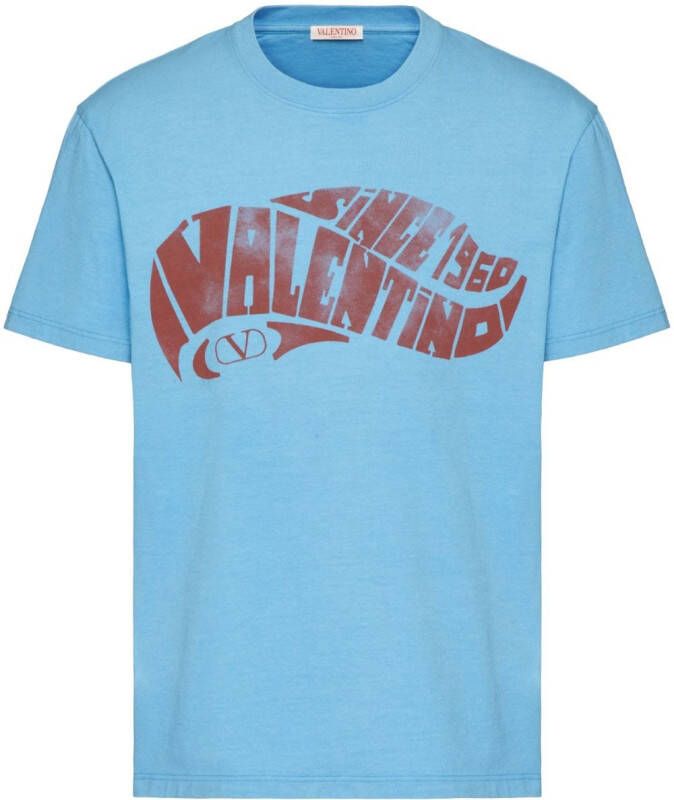 Valentino Garavani Katoenen T-shirt met surfprint Blauw