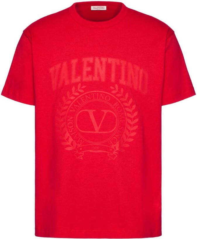 Valentino Garavani Katoenen T-shirt met geborduurd logo Rood