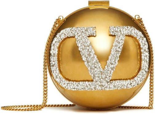 Valentino Garavani VLogo clutch verfraaid met kristallen Goud