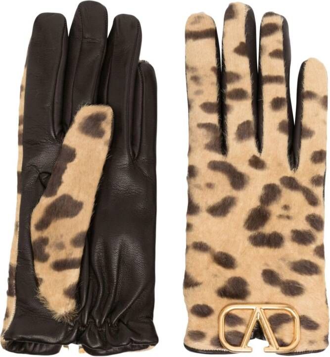 Valentino Garavani VLogo handschoenen met luipaardprint Beige