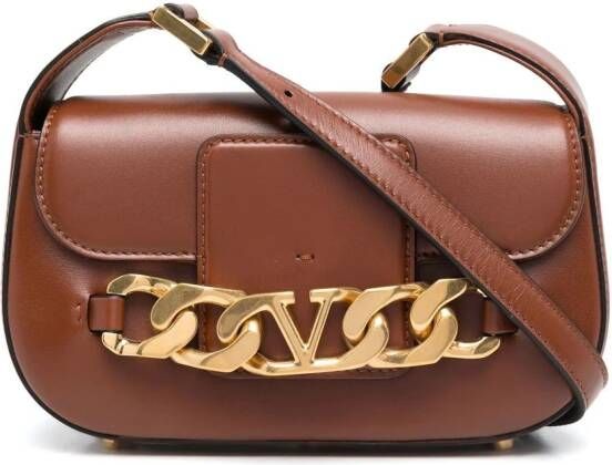 Valentino Garavani VLogo leren crossbodytas Bruin