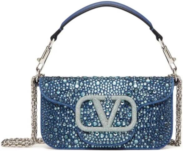 Valentino Garavani Locò kleine denim schoudertas Blauw