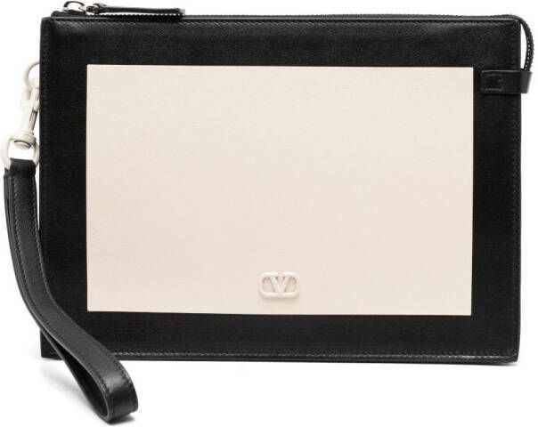 Valentino Garavani VLogo tweekleurige clutch Zwart