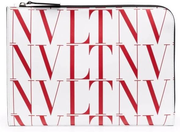Valentino Garavani VLTN clutch met logoprint Wit