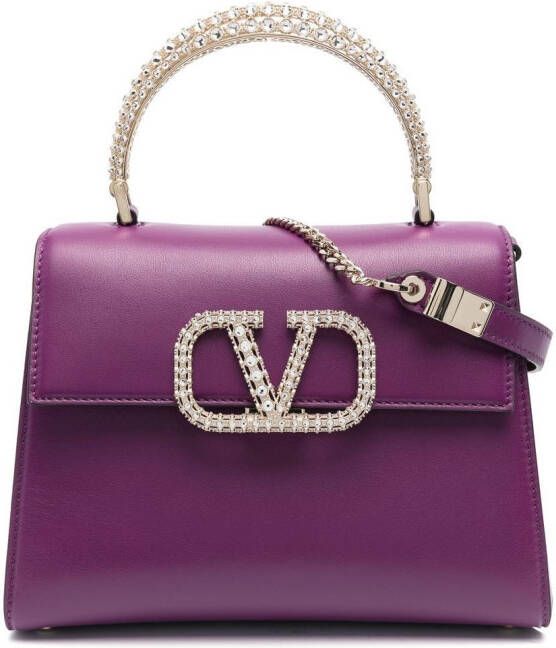 Valentino Garavani VSling shopper verfraaid met kristallen Paars