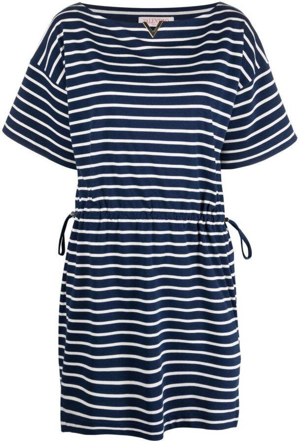 Valentino Garavani Gestreepte T-shirtjurk Blauw