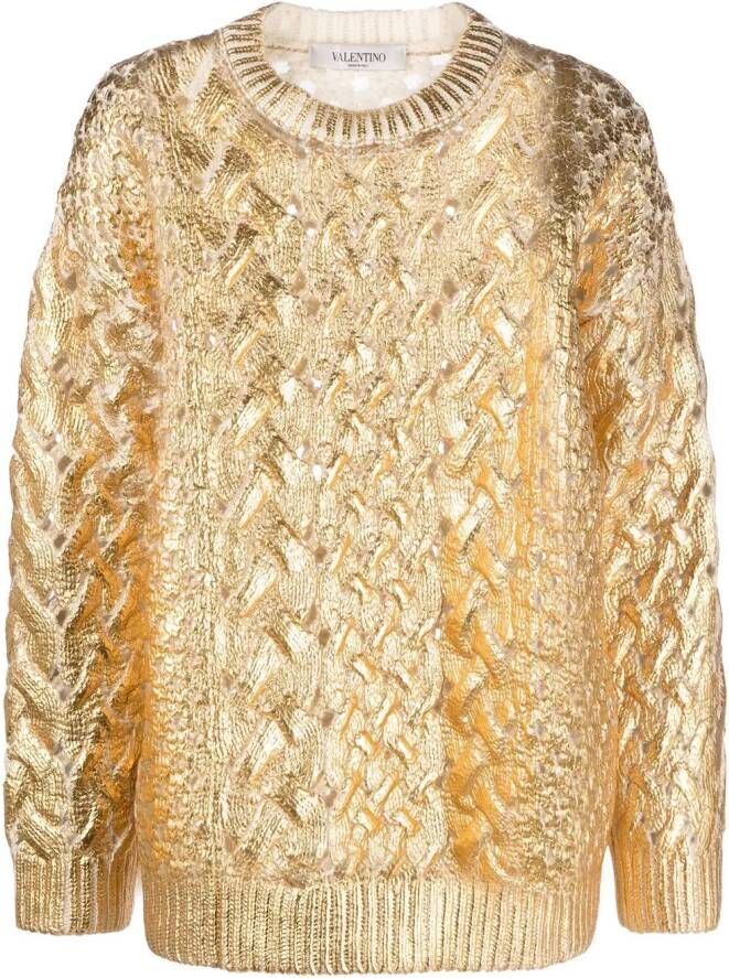Valentino Garavani Kabelgebreide trui Goud