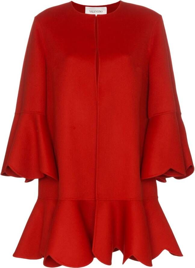 Valentino Garavani Kraagloze mantel Rood