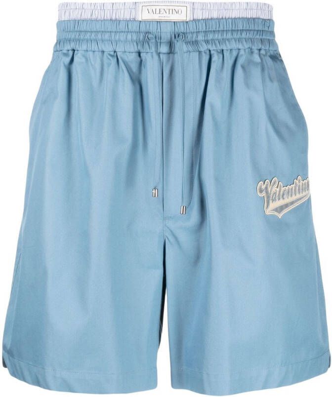 Valentino Garavani Shorts met logopatch Blauw