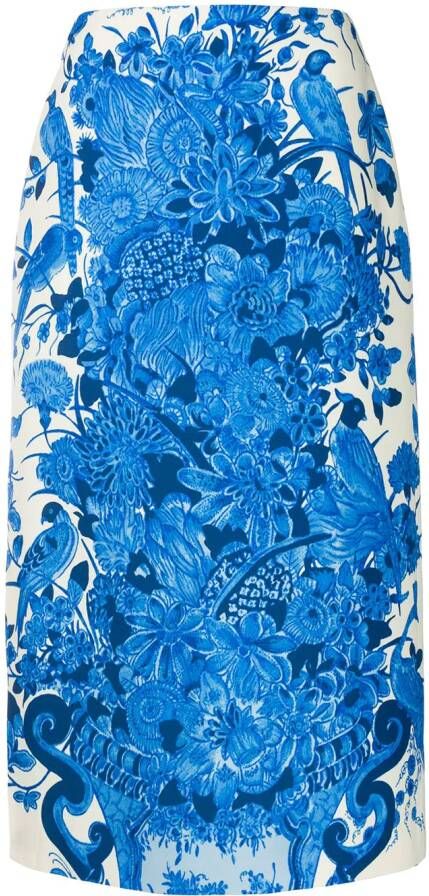 Valentino Garavani Midi-jurk met bloemenprint Blauw