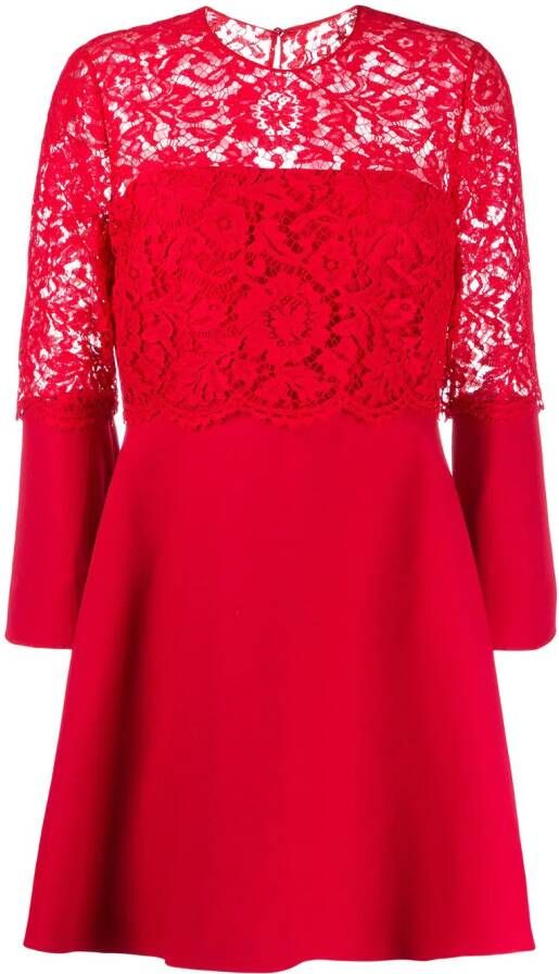Valentino Garavani Mini-jurk met detail van kant Rood