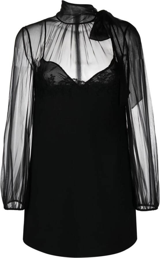 Valentino Garavani Mini-jurk met doorzichtig vlak Zwart